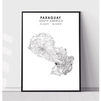 Paraguay Scandinavian Style Map Print 