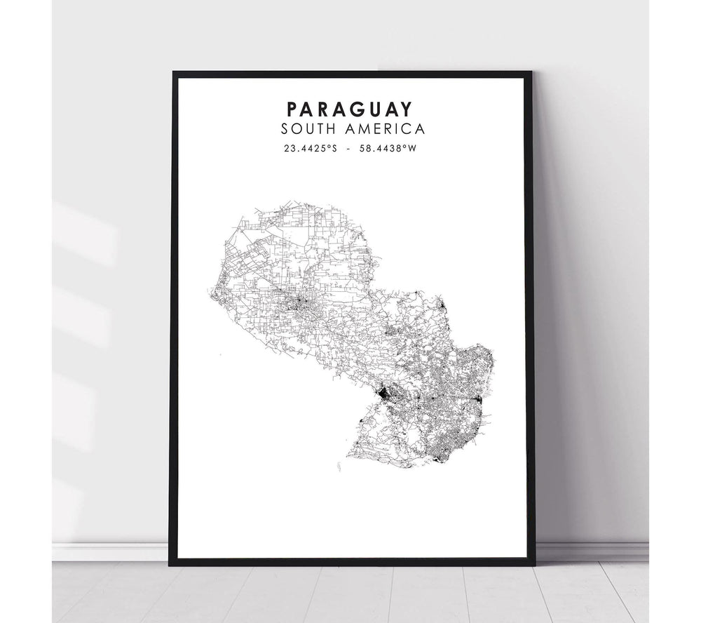 Paraguay Scandinavian Style Map Print 