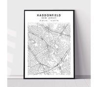 
              Haddonfield, New Jersey Scandinavian Map Print 
            
