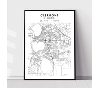 
              Clermont, Florida Scandinavian Map Print
            