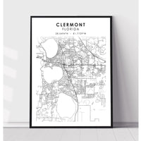 Clermont, Florida Scandinavian Map Print