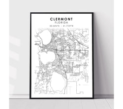 Clermont, Florida Scandinavian Map Print