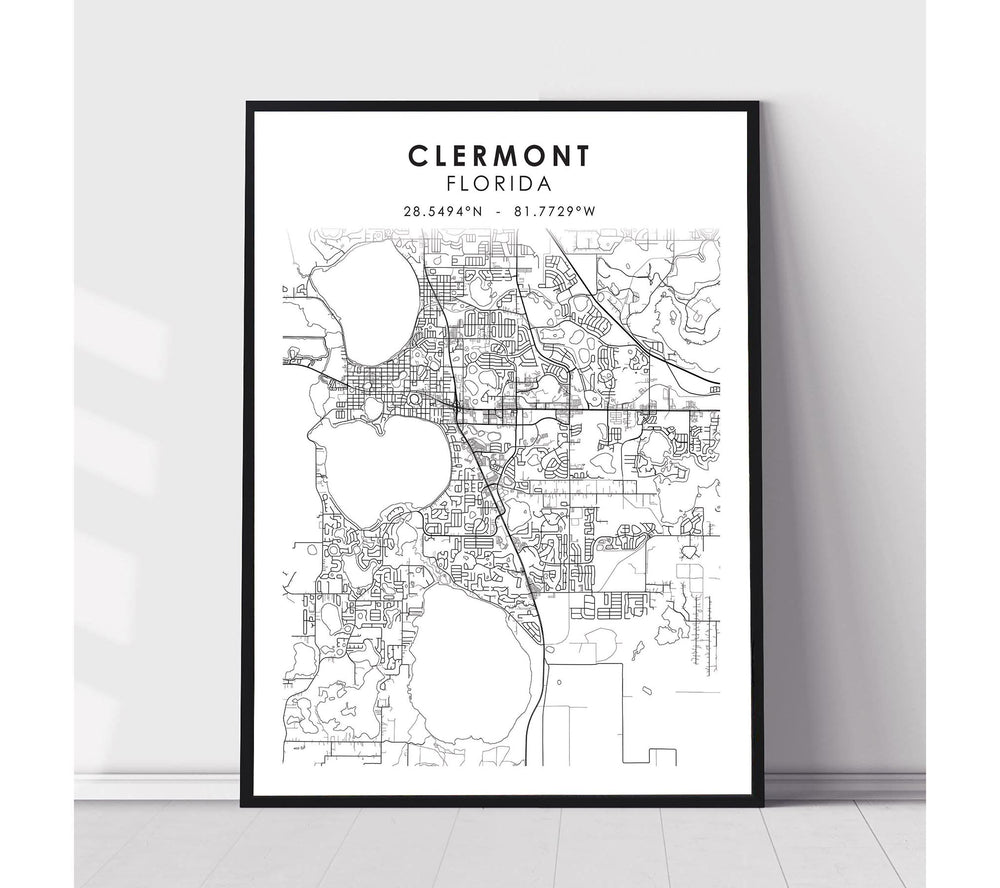 Clermont, Florida Scandinavian Map Print