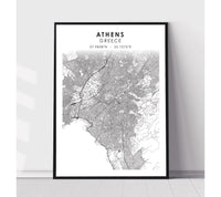 
              Athens, Greece Scandinavian Style Map Print 
            
