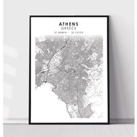 Athens, Greece Scandinavian Style Map Print 