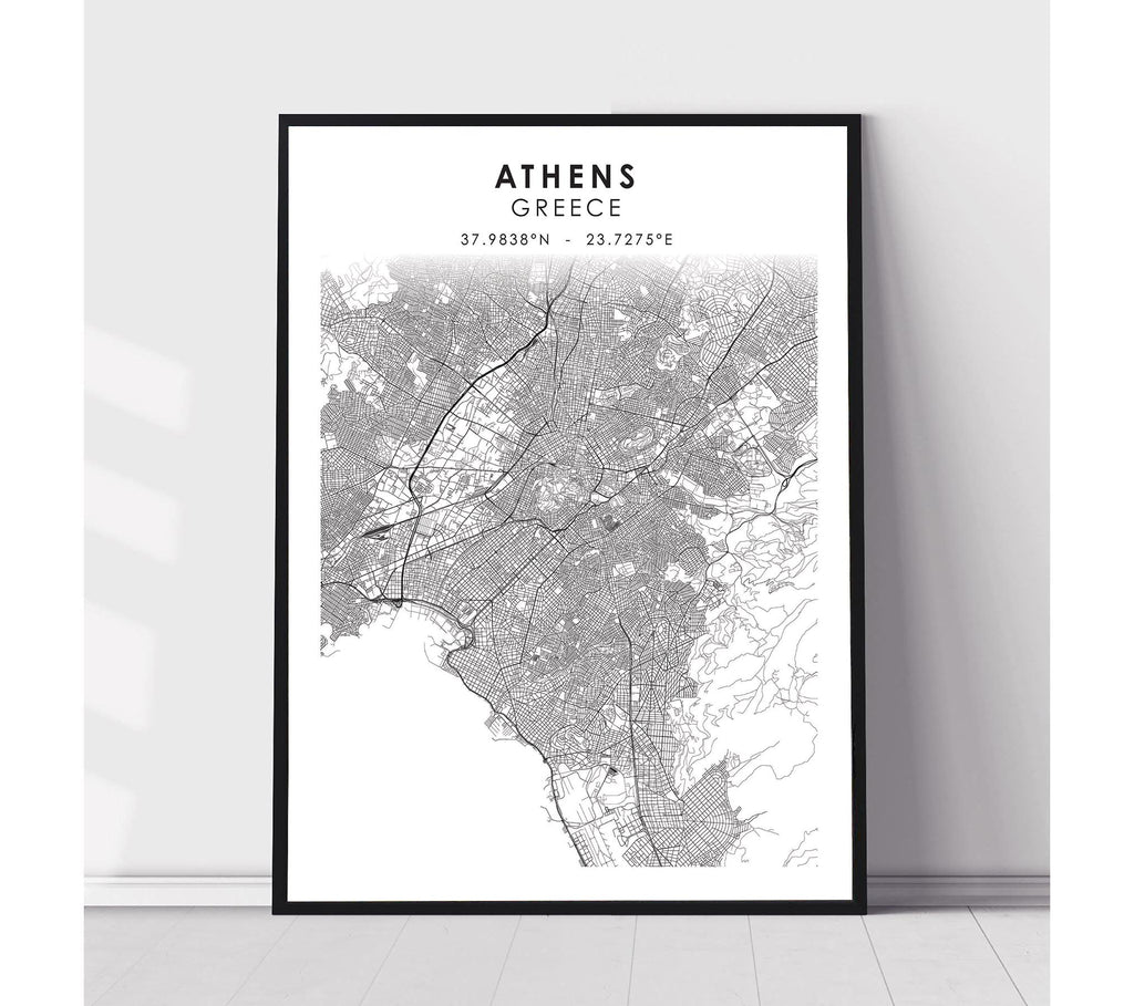 Athens, Greece Scandinavian Style Map Print 