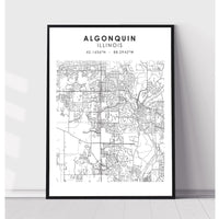 Algonquin, Illinois Scandinavian Map Print  