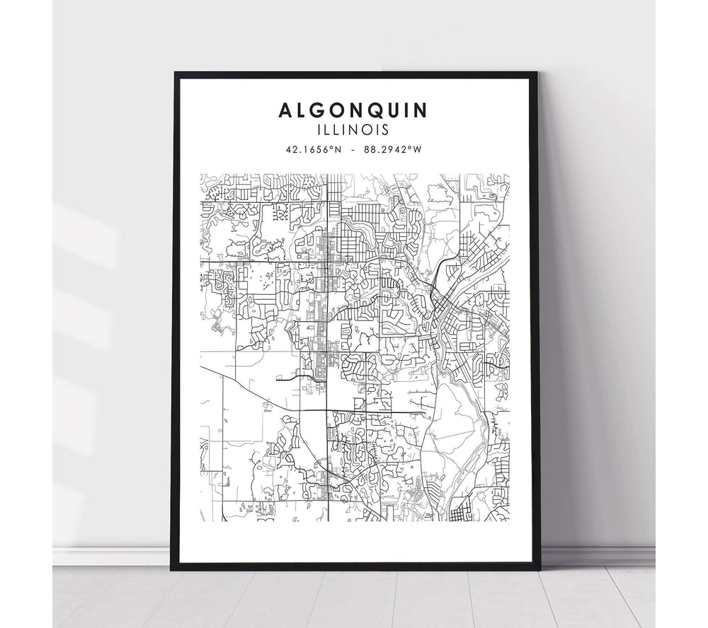 Algonquin, Illinois Scandinavian Map Print  