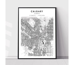 Calgary, Alberta Scandinavian Style Map Print 