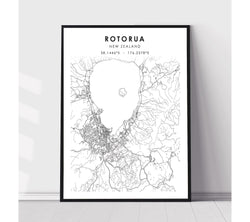 Rotorua, New Zealand Scandinavian Style Map Print 