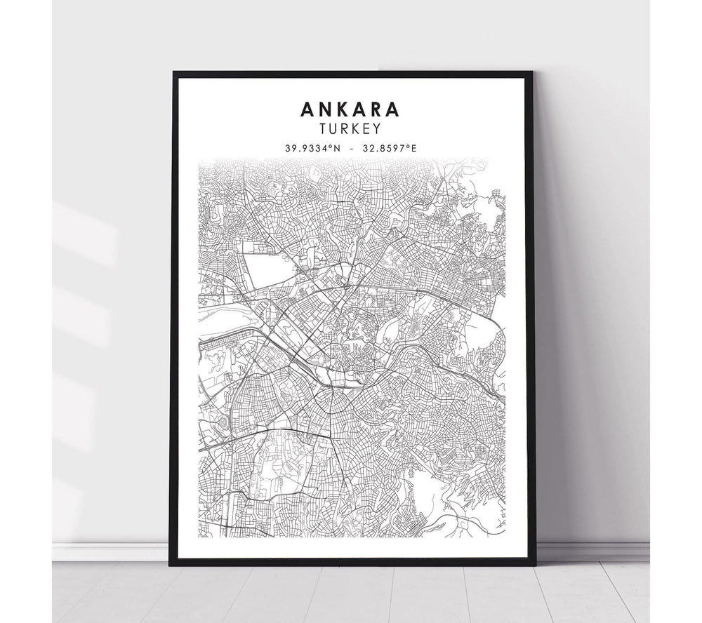 Ankara, Turkey Scandinavian Style Map Print 