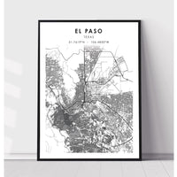 El Paso, Texas Scandinavian Map Print 