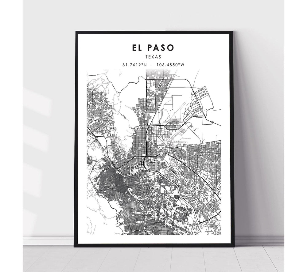 El Paso, Texas Scandinavian Map Print 