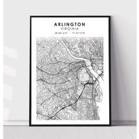 Arlington, Virginia Scandinavian Map Print 