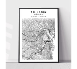 Arlington, Virginia Scandinavian Map Print 