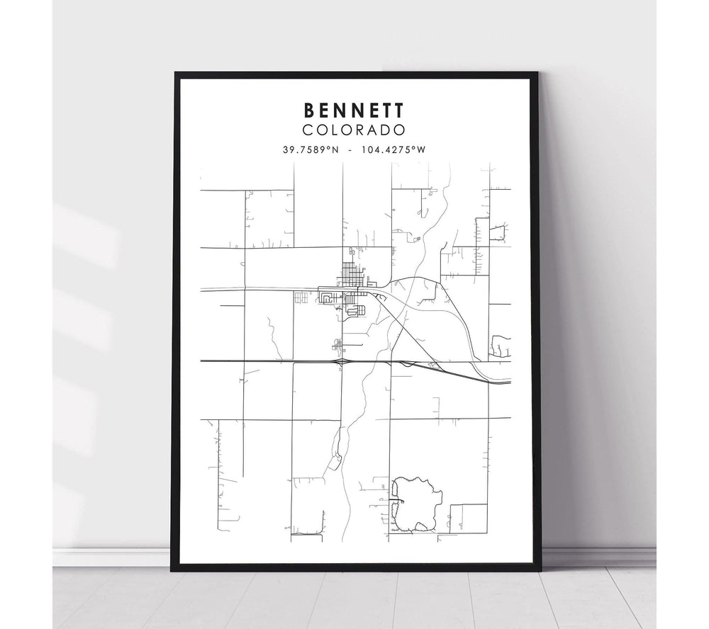 Bennett, Colorado Scandinavian Map Print 