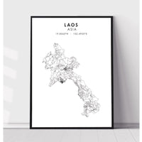 Laos Scandinavian Style Map Print 