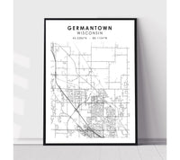 
              Germantown, Wisconsin Scandinavian Map Print 
            