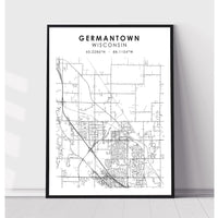 Germantown, Wisconsin Scandinavian Map Print 