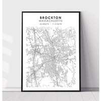 Brockton, Massachusetts Scandinavian Map Print 