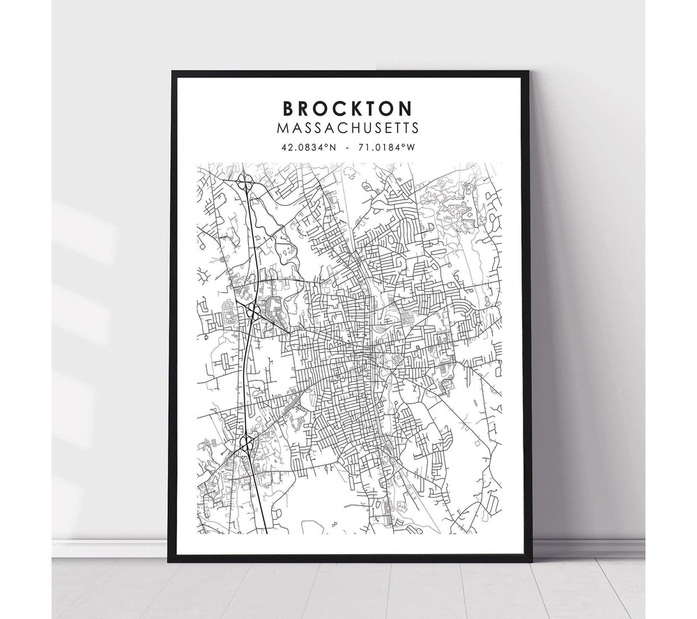 Brockton, Massachusetts Scandinavian Map Print 