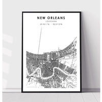 New Orleans, Louisiana Scandinavian Map Print 