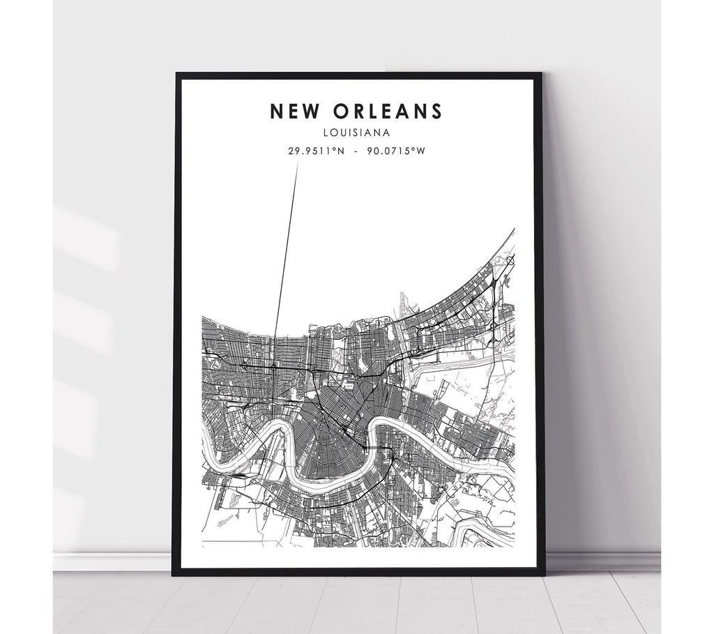 New Orleans, Louisiana Scandinavian Map Print 
