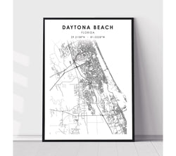 Daytona Beach, Florida Scandinavian Map Print 