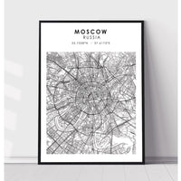 Moscow, Russia Scandinavian Style Map Print 