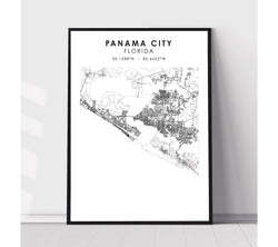 Panama City, Florida Scandinavian Map Print 