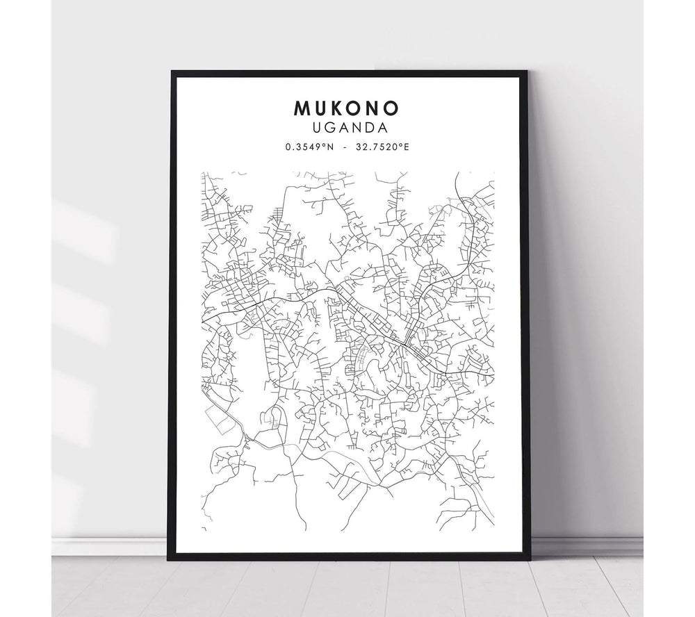 Mukono, Uganda Scandinavian Style Map Print 