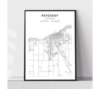 
              Petoskey, Michigan Scandinavian Map Print 
            