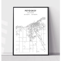 Petoskey, Michigan Scandinavian Map Print 