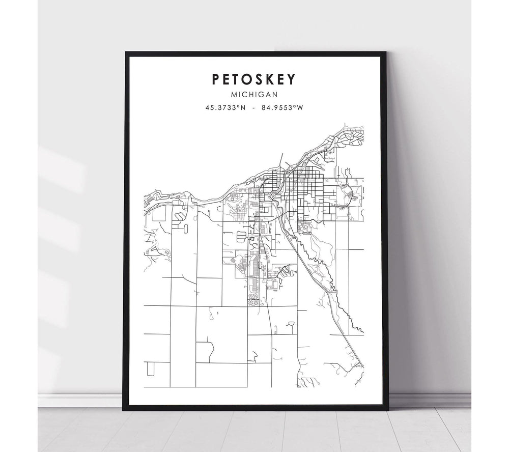Petoskey, Michigan Scandinavian Map Print 