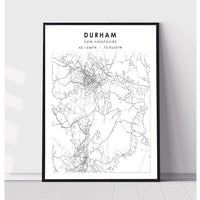 Durham, New Hampshire Scandinavian Map Print 