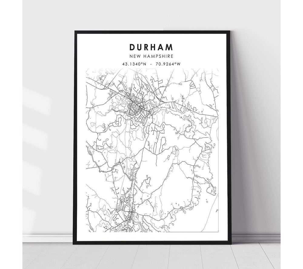 Durham, New Hampshire Scandinavian Map Print 