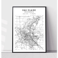 Eau Claire, Wisconsin Scandinavian Map Print 