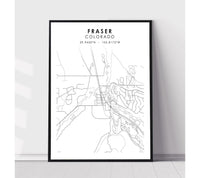 
              Fraser, Colorado Scandinavian Map Print 
            