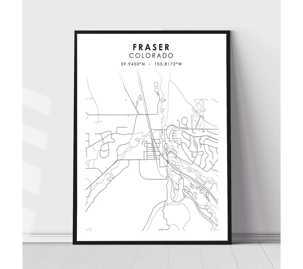 Fraser, Colorado Scandinavian Map Print 