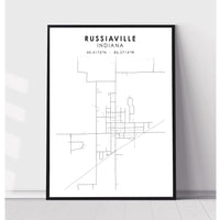 Russiaville, Indiana Scandinavian Map Print 