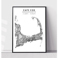 Cape Cod, Massachusetts Scandinavian Map Print 