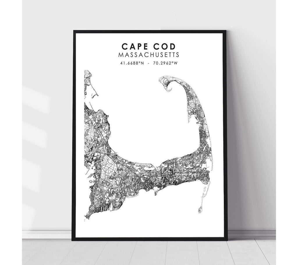 Cape Cod, Massachusetts Scandinavian Map Print 