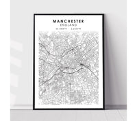 
              Manchester, England Scandinavian Style Map Print 
            