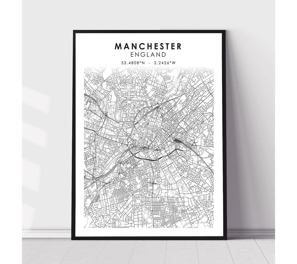 Manchester, England Scandinavian Style Map Print 