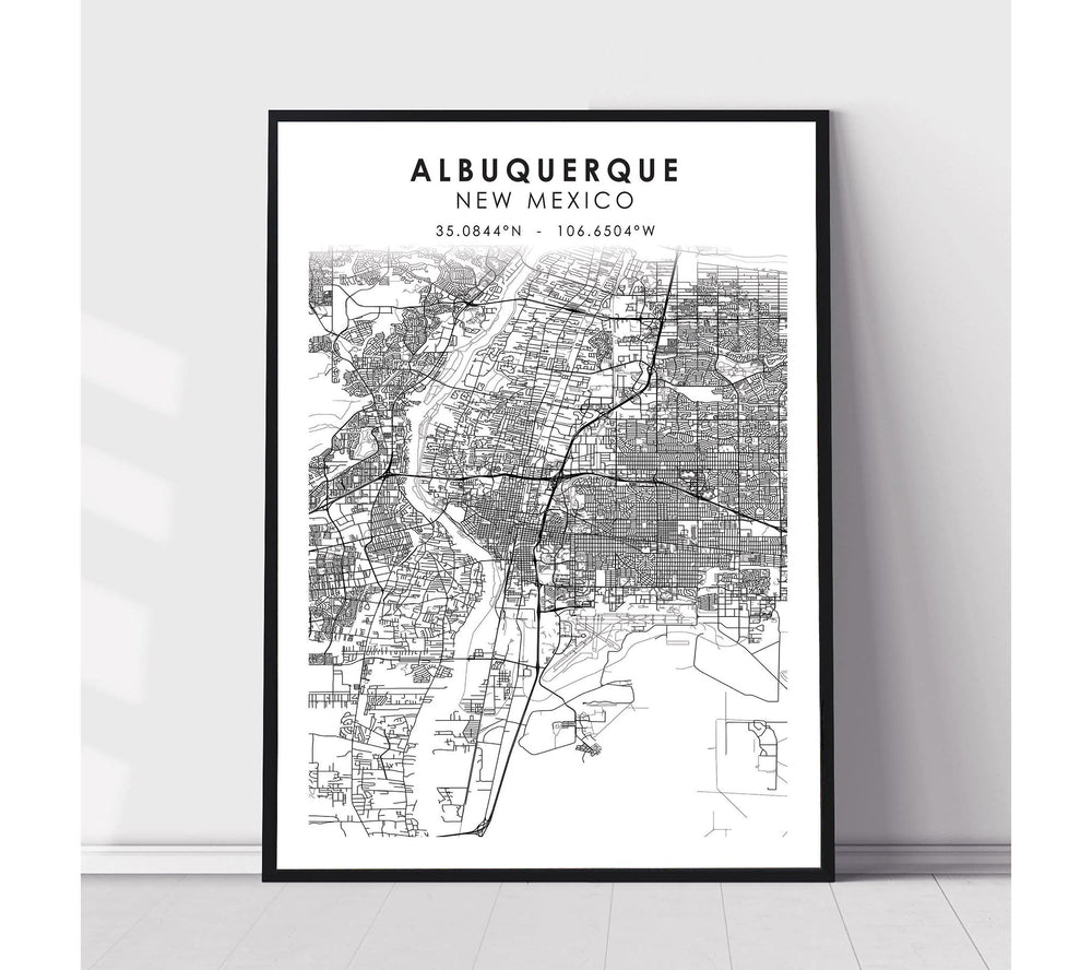 Albuquerque, New Mexico Scandinavian Map Print 