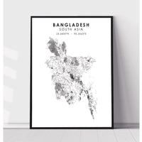 Bangladesh, Asia Scandinavian Style Map Print 