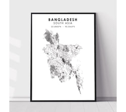 Bangladesh, Asia Scandinavian Style Map Print 