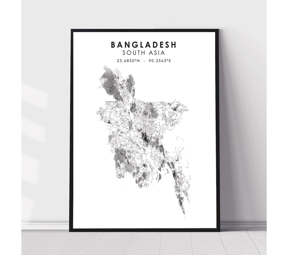 Bangladesh, Asia Scandinavian Style Map Print 