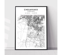
              Chesapeake, Virginia Scandinavian Map Print 
            