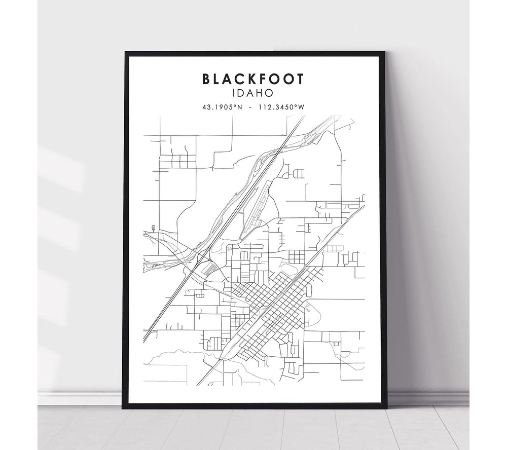 Blackfoot, Idaho Scandinavian Map Print 